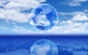 globe-on-clouds-blue-sky-backgrounds-wallpapers